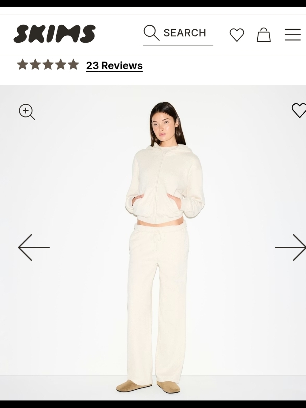 Sold Out Mediu SKIMS Set Oatmel Heather  Zip-Up Plush Hoodie & Stright Leg Pants
